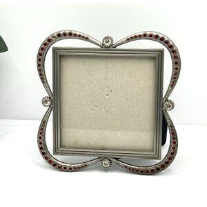 Elsa L Inc Jeweled Pewter Metal Picture Frame Holds 3.5X3.5 Photo
